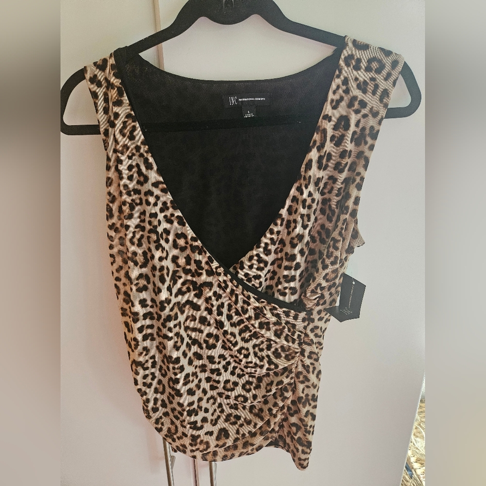 INC International Concepts Animal Print Wrap Blouse